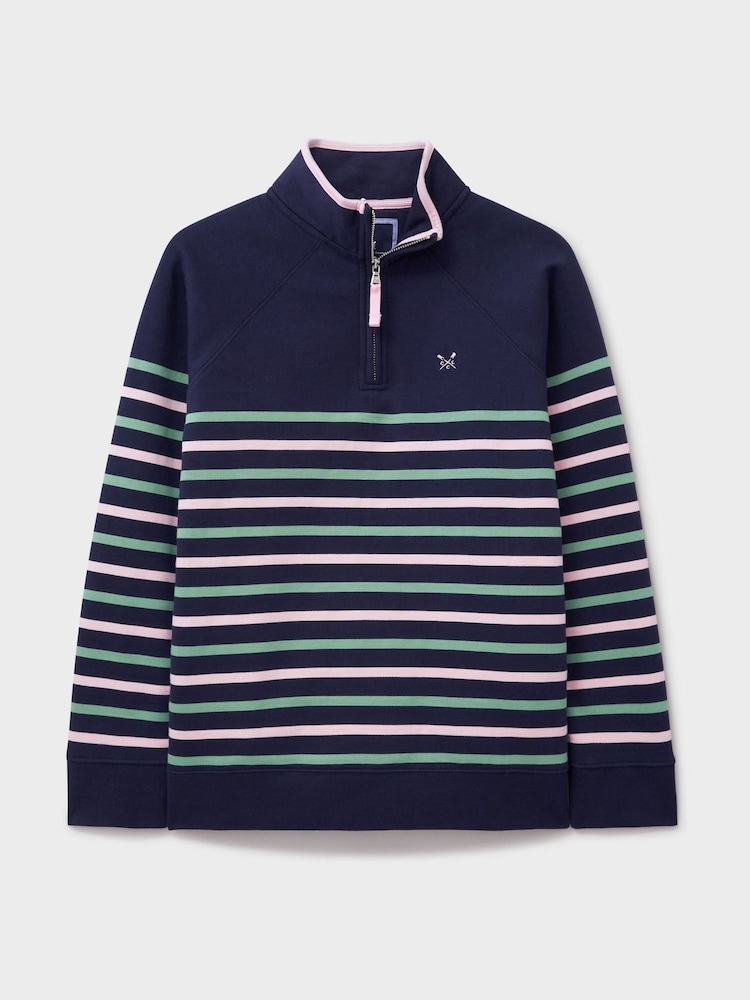 Crew Clothing Company Dark Blue Half Zip Sweatshirt - Image 5 of 5