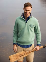 Crew Clothing Company Green Duck Print Half Zip Sweatshirt - Image 1 of 9
