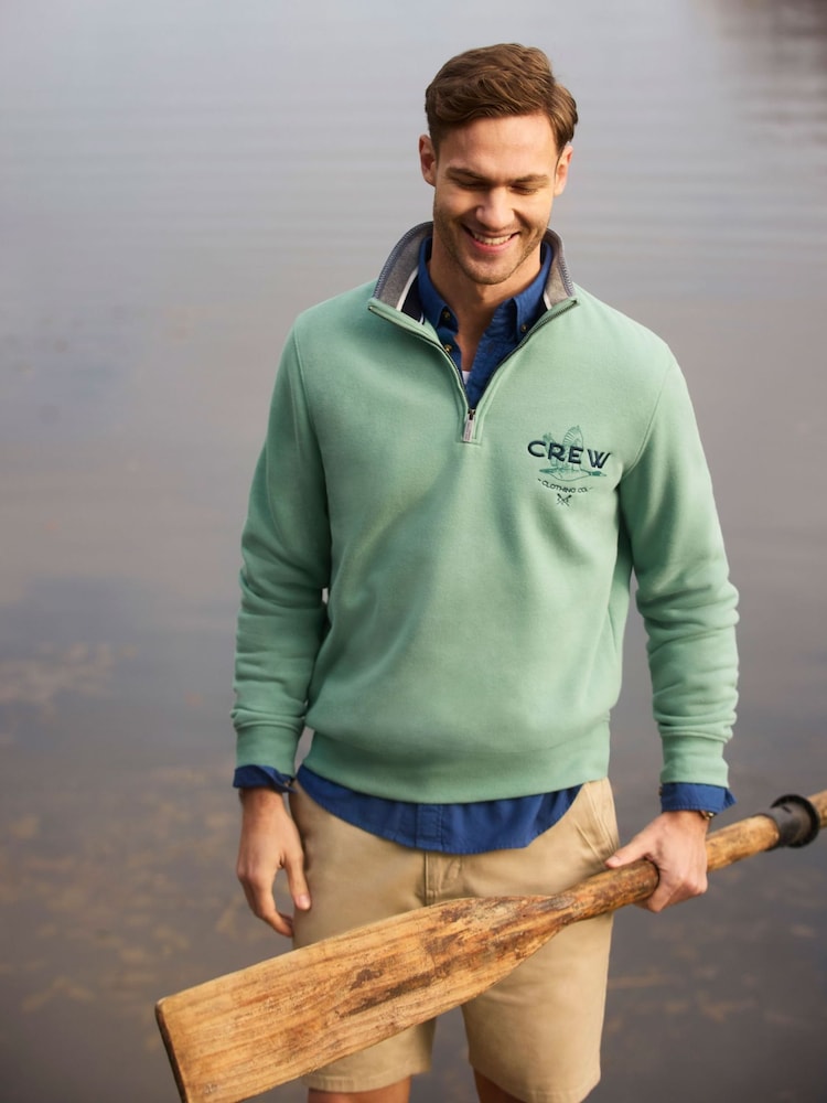 Crew Clothing Company Green Duck Print Half Zip Sweatshirt - Image 1 of 9