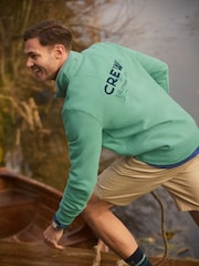 Crew Clothing Company Green Duck Print Half Zip Sweatshirt - Image 2 of 9