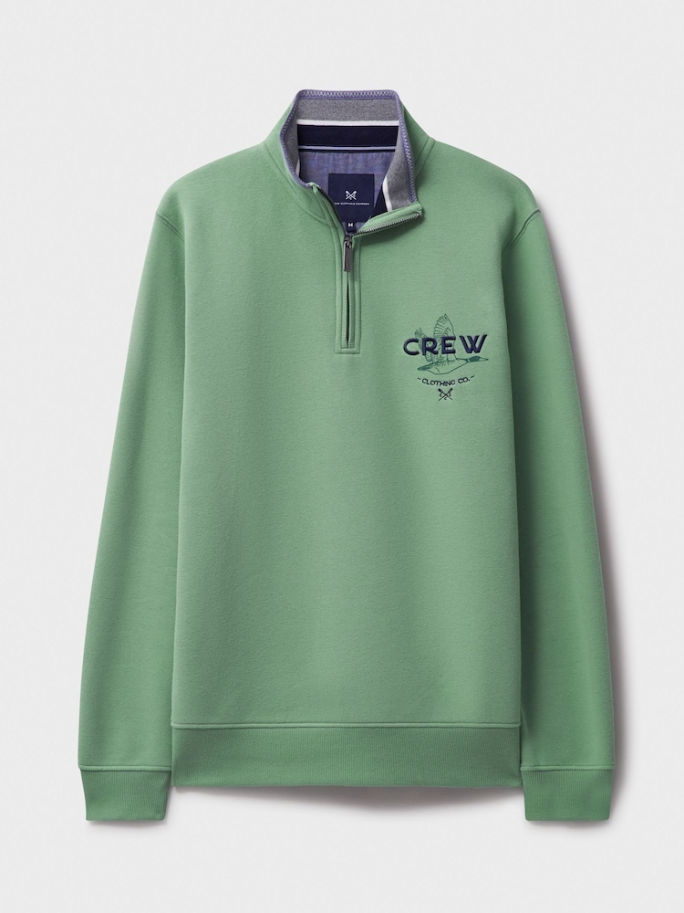 Crew Clothing Company Green Duck Print Half Zip Sweatshirt - Image 9 of 9