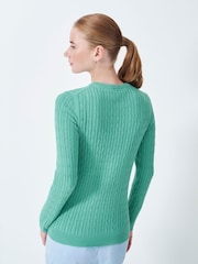 Crew Clothing Green Heritage Cable Crew Neck Jumper - Image 2 of 5
