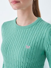 Crew Clothing Green Heritage Cable Crew Neck Jumper - Image 4 of 5