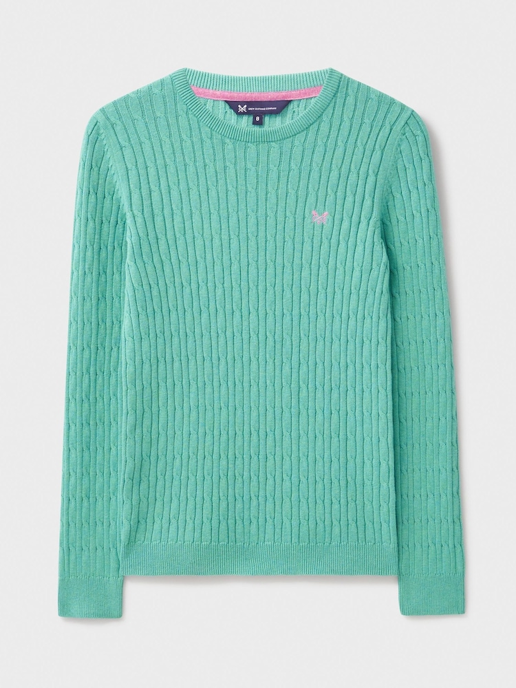 Crew Clothing Green Heritage Cable Crew Neck Jumper - Image 5 of 5