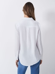 Crew Clothing White Harlie Relaxed 100% Cotton Shirt - Image 2 of 5