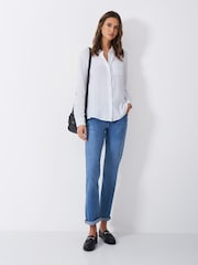 Crew Clothing White Harlie Relaxed 100% Cotton Shirt - Image 3 of 5