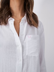 Crew Clothing White Harlie Relaxed 100% Cotton Shirt - Image 4 of 5