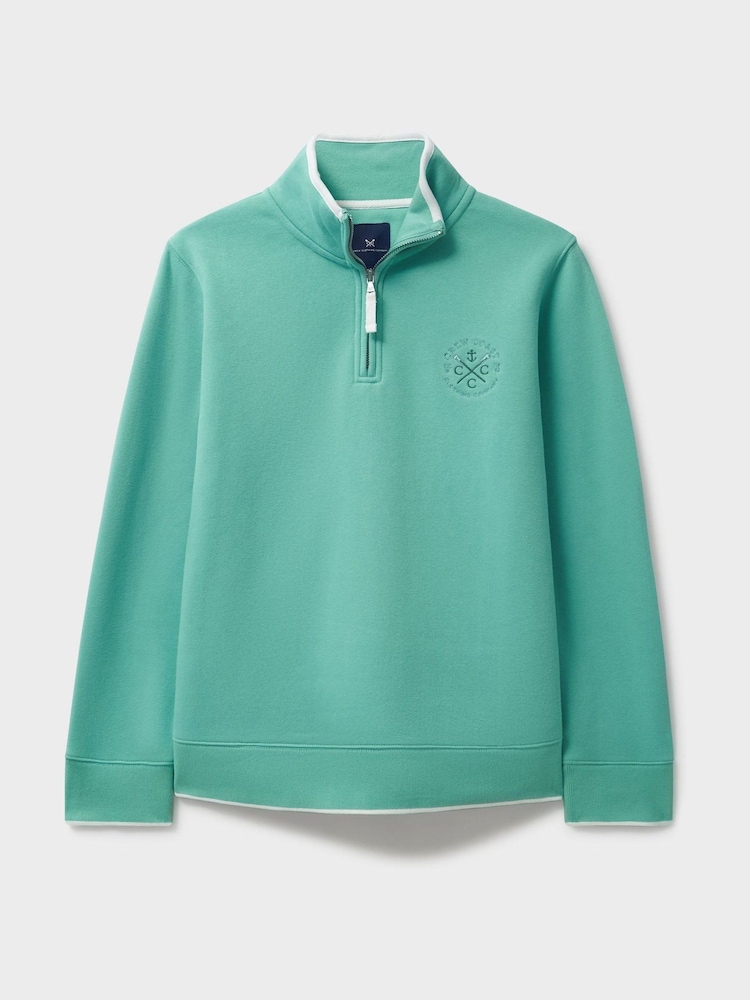 Crew Clothing Company Green Graphic Half Zip Sweatshirt - Image 5 of 5