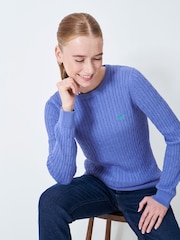 Crew Clothing Blue Heritage Cable Crew Neck Jumper - Image 1 of 5
