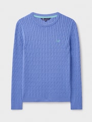 Crew Clothing Blue Heritage Cable Crew Neck Jumper - Image 5 of 5