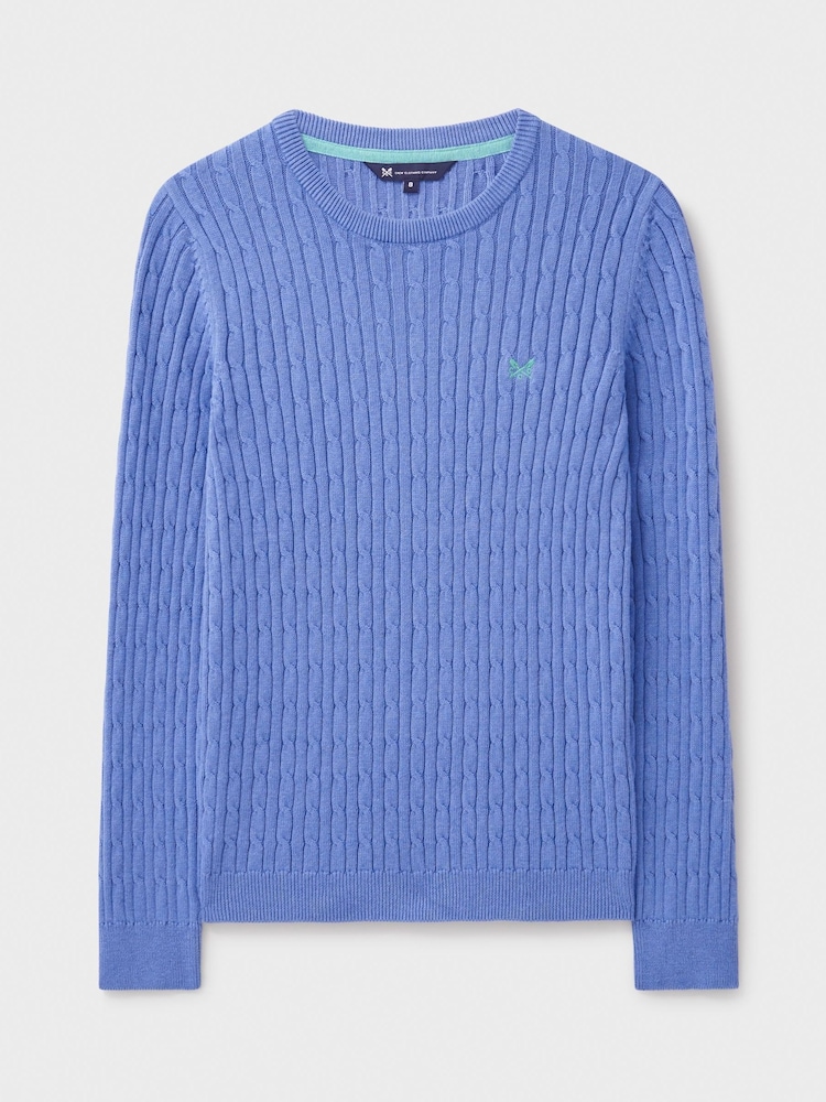 Crew Clothing Blue Heritage Cable Crew Neck Jumper - Image 5 of 5 Crew Clothing Blue Heritage Cable Crew Neck Jumper - Image 5 of 5