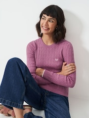 Crew Clothing Pink Heritage Cable Crew Neck Jumper - Image 1 of 5