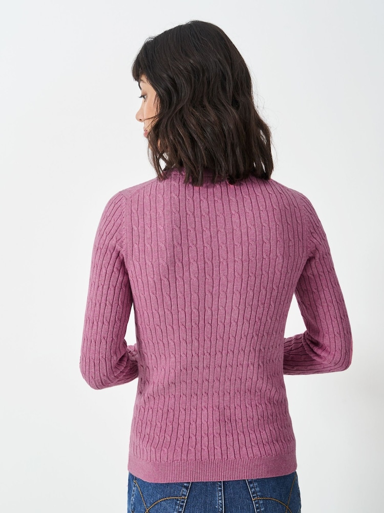 Crew Clothing Pink Heritage Cable Crew Neck Jumper - Image 2 of 5 Crew Clothing Pink Heritage Cable Crew Neck Jumper - Image 2 of 5