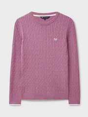 Crew Clothing Pink Heritage Cable Crew Neck Jumper - Image 5 of 5