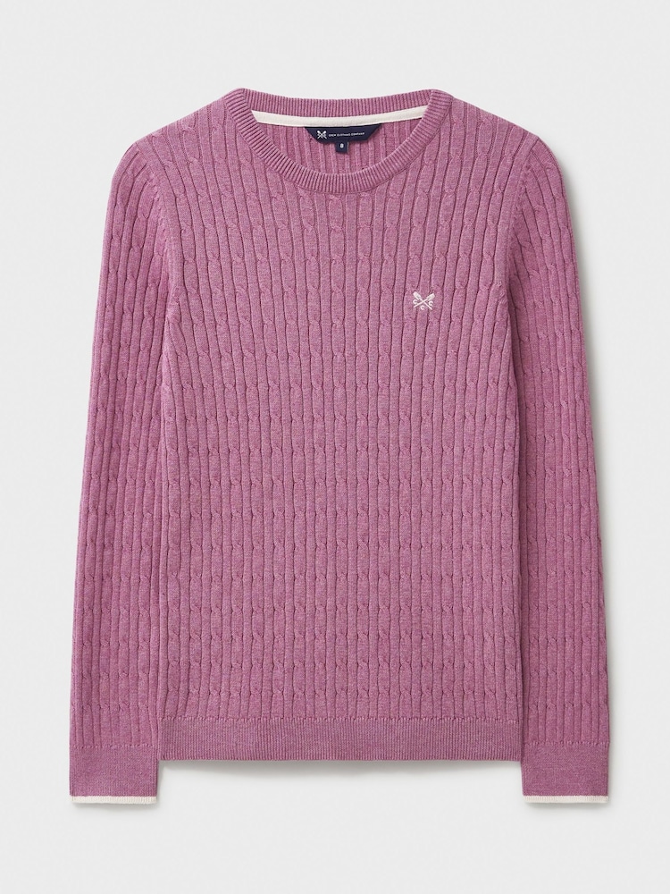 Crew Clothing Pink Heritage Cable Crew Neck Jumper - Image 5 of 5