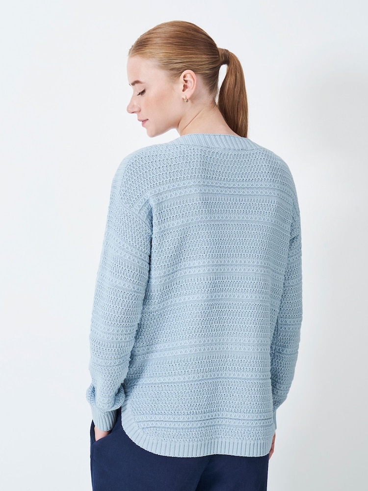Crew Clothing Blue Stitch Detail Jumper - Image 2 of 5