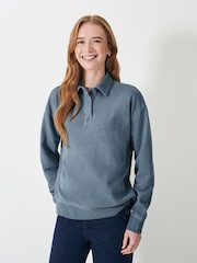أزرق - Crew Clothing Pigment Dyed Rugby Sweatshirt - صورة 1 من 5