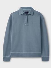 أزرق - Crew Clothing Pigment Dyed Rugby Sweatshirt - صورة 5 من 5