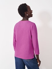 Crew Clothing Company Pink Perfect Slub 3/4 Sleeve 100% Cotton T-Shirt - Image 2 of 5