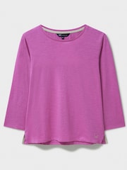 Crew Clothing Company Pink Perfect Slub 3/4 Sleeve 100% Cotton T-Shirt - Image 5 of 5