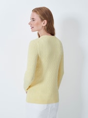 Crew Clothing Yellow Heritage Cable Crew Neck Jumper - Image 2 of 5