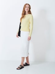 Crew Clothing Yellow Heritage Cable Crew Neck Jumper - Image 3 of 5