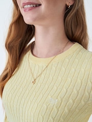 Crew Clothing Yellow Heritage Cable Crew Neck Jumper - Image 4 of 5