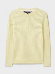 Crew Clothing Yellow Heritage Cable Crew Neck Jumper - Image 5 of 5