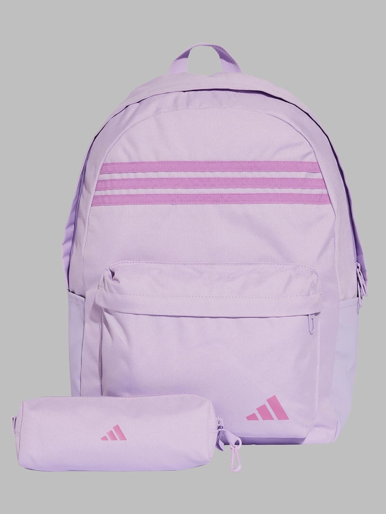 adidas Purple 3 Stripe Pencil case & Backpack - Image 1 of 6