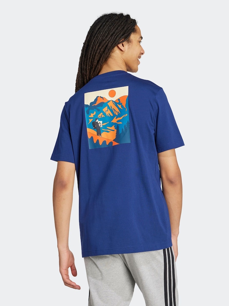 adidas Blue Doodle Hunt Hike Graphic T-Shirt - Image 2 of 6 adidas Blue Doodle Hunt Hike Graphic T-Shirt - Image 2 of 6