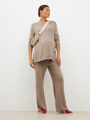 Taupe Brown Maternity Nursing Co-ord Sweatshirt and Joggers Set - Image 2 of 10