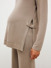 Taupe Brown Maternity Nursing Co-ord Sweatshirt and Joggers Set - Image 4 of 10