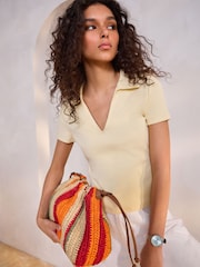 Buttermilk Yellow Short Sleeve Polo Top - Image 3 of 5