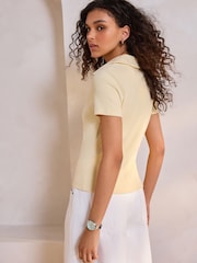 Buttermilk Yellow Short Sleeve Polo Top - Image 4 of 5