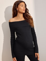 Black Maternity Knit Bardot Top - Image 3 of 4