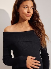 Black Maternity Knit Bardot Top - Image 4 of 4