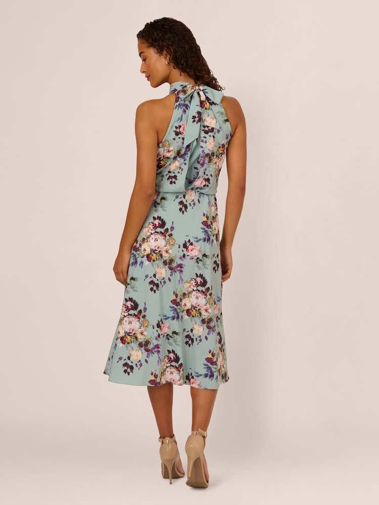 Adrianna Papell Green Blouson Chiffon Midi Dress - Image 2 of 7 Adrianna Papell Green Blouson Chiffon Midi Dress - Image 2 of 7