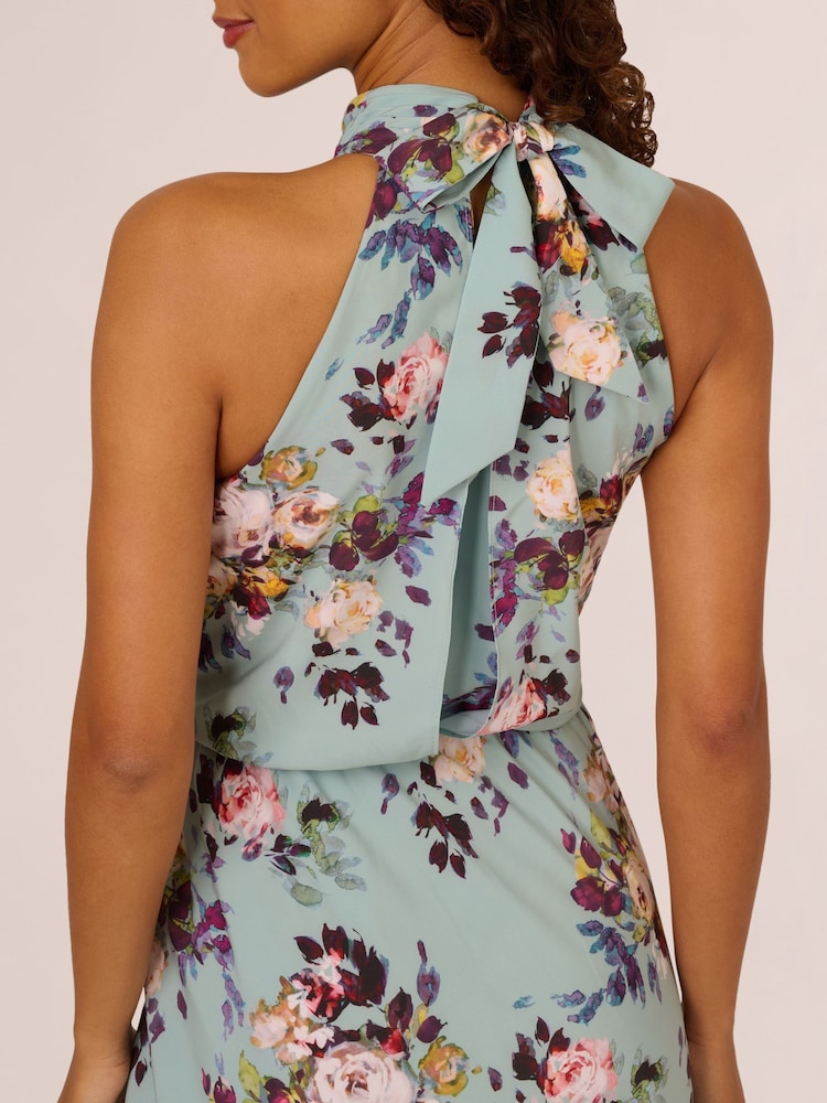Adrianna Papell Green Blouson Chiffon Midi Dress - Image 5 of 7