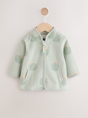 Sage Green Apple Print Baby Micro Fleece Jacket (0mths-2yrs) - Image 1 of 7