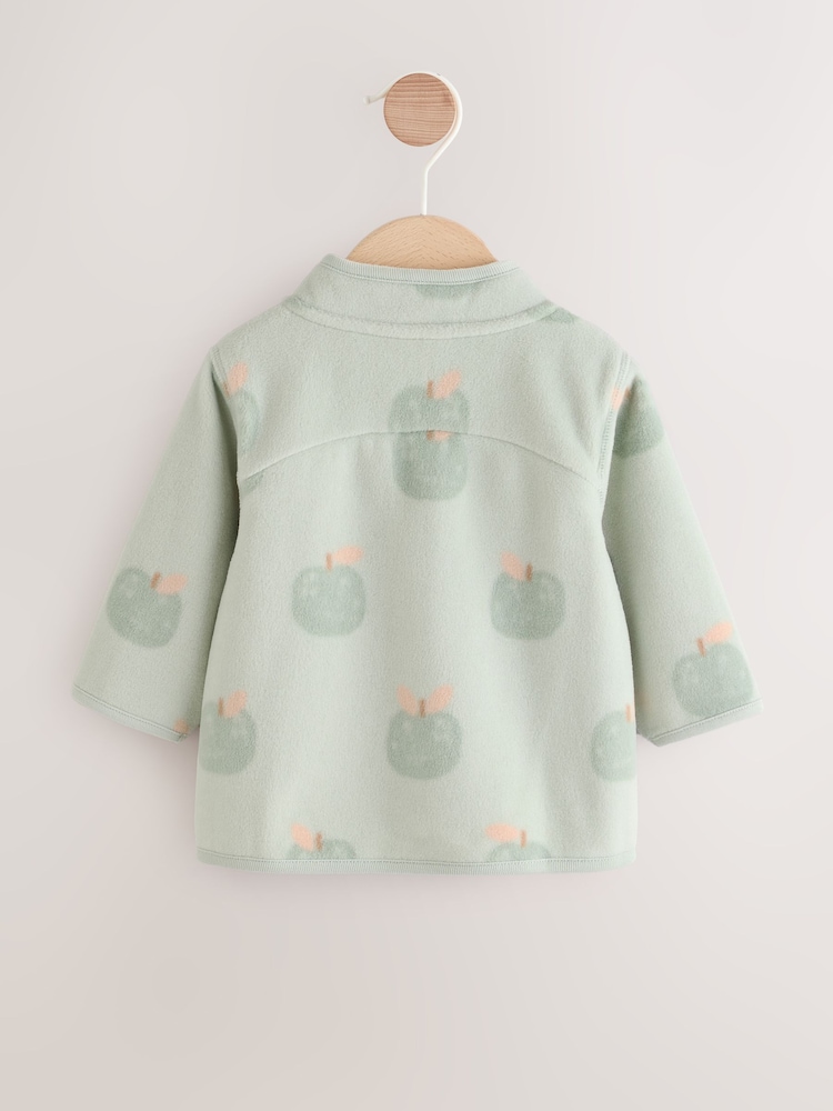 Sage Green Apple Print Baby Micro Fleece Jacket (0mths-2yrs) - Image 2 of 7