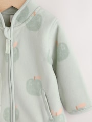 Sage Green Apple Print Baby Micro Fleece Jacket (0mths-2yrs) - Image 3 of 7