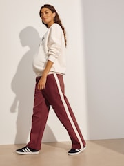 Burgundy Red Maternity Wide Leg Joggers - Image 1 of 9