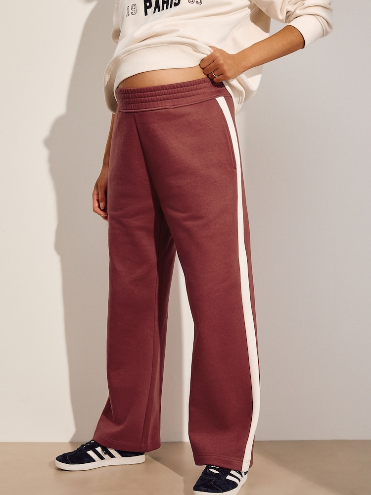 Burgundy Red Maternity Wide Leg Joggers - Image 2 of 9