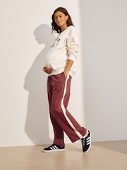 Burgundy Red Maternity Wide Leg Joggers - Image 3 of 9