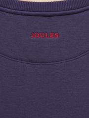 Joules Girls' Mackenzie Navy Blue Embroidered Artwork Sweatshirt With Faux Faur Lining - Image 4 of 4