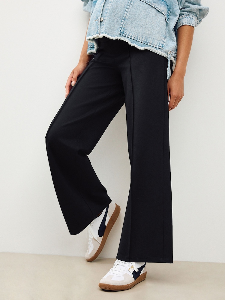 Black Maternity Wide Leg Ponte Leggings - Image 2 of 5