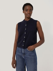 Jigsaw Blue Wool Cashmere Blend Waistcoat - Image 1 of 6