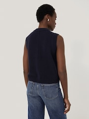 Jigsaw Blue Wool Cashmere Blend Waistcoat - Image 4 of 6