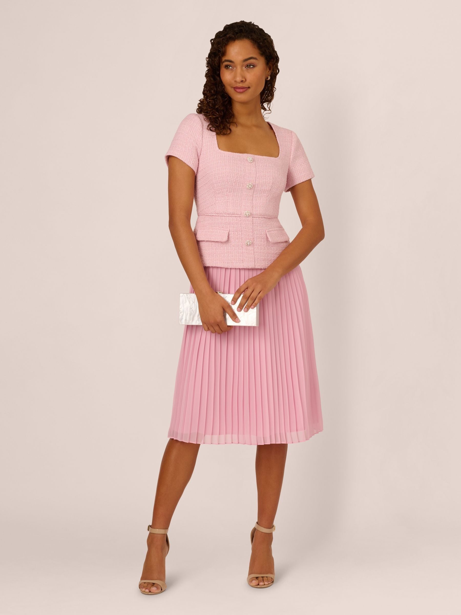 【海外限定】AdriannaPapell ドレス☆Pink Boucle Combo Midi Dr Buy Adrianna Papell Pink Boucle Combo Midi Dress from the