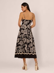 Adrianna by Adrianna Papell Printed Midi Black Dress - Image 2 of 7